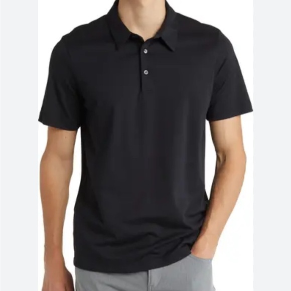 Theory Polo Shirt Bron B Atlas Pique Dark Grey Top Golf Cotton Sz M - Picture 1 of 11